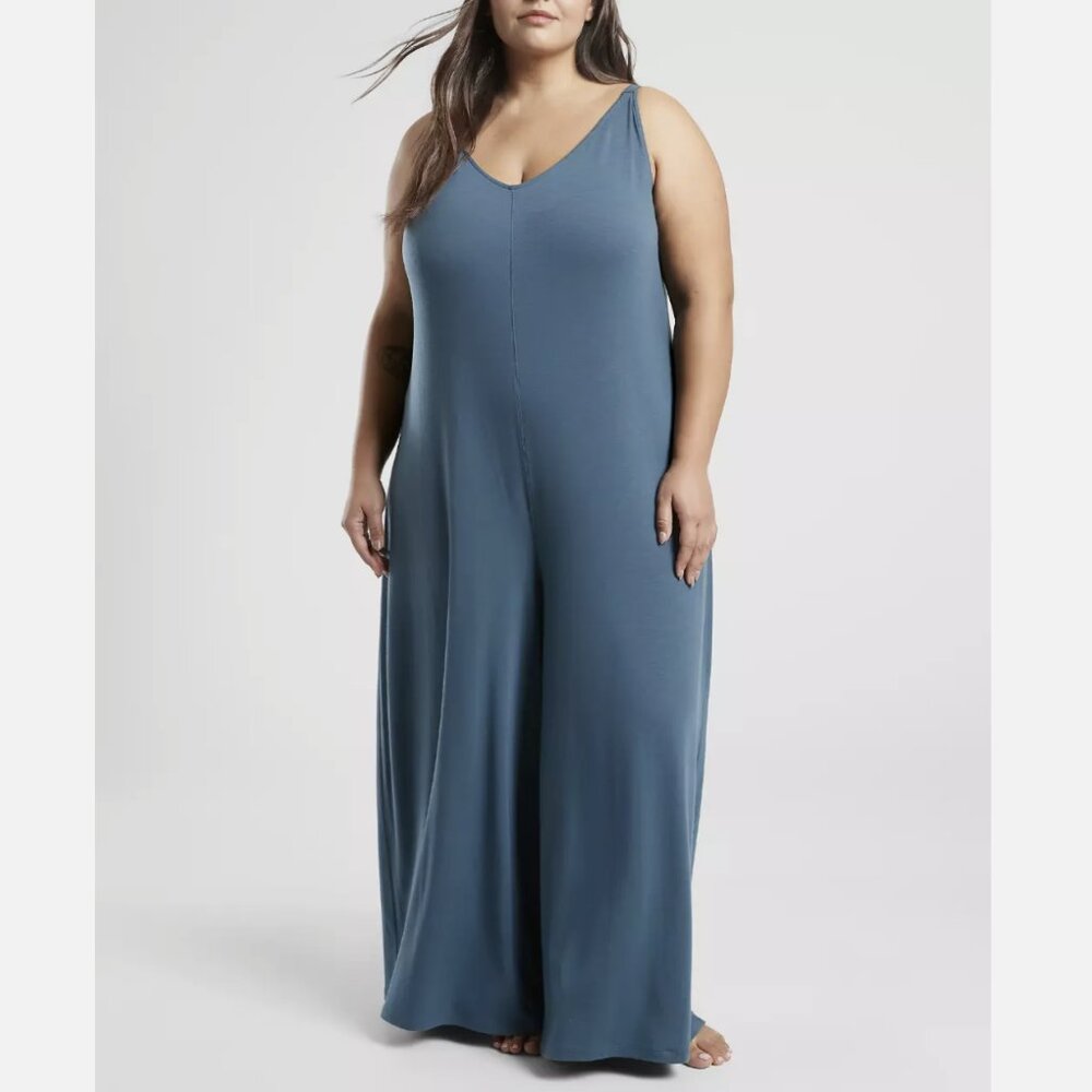 ATHLETA SEQUOIA BLUE NIGHT TIME BLISS SLEEP V-NECK ROMPER